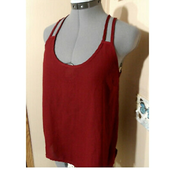 RUE21 Caged back Tank top S Wine Red Scoop neck Sexy blouse - Picture 4 of 5